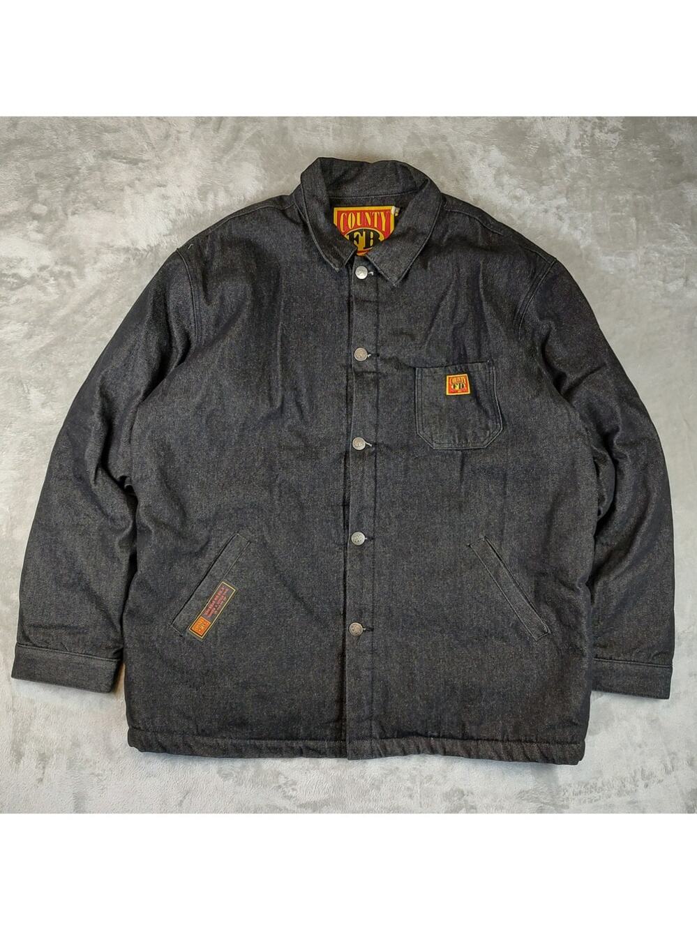 FB County utility gorpcore workwear streetwear denim sherpa lined jacket mens XL